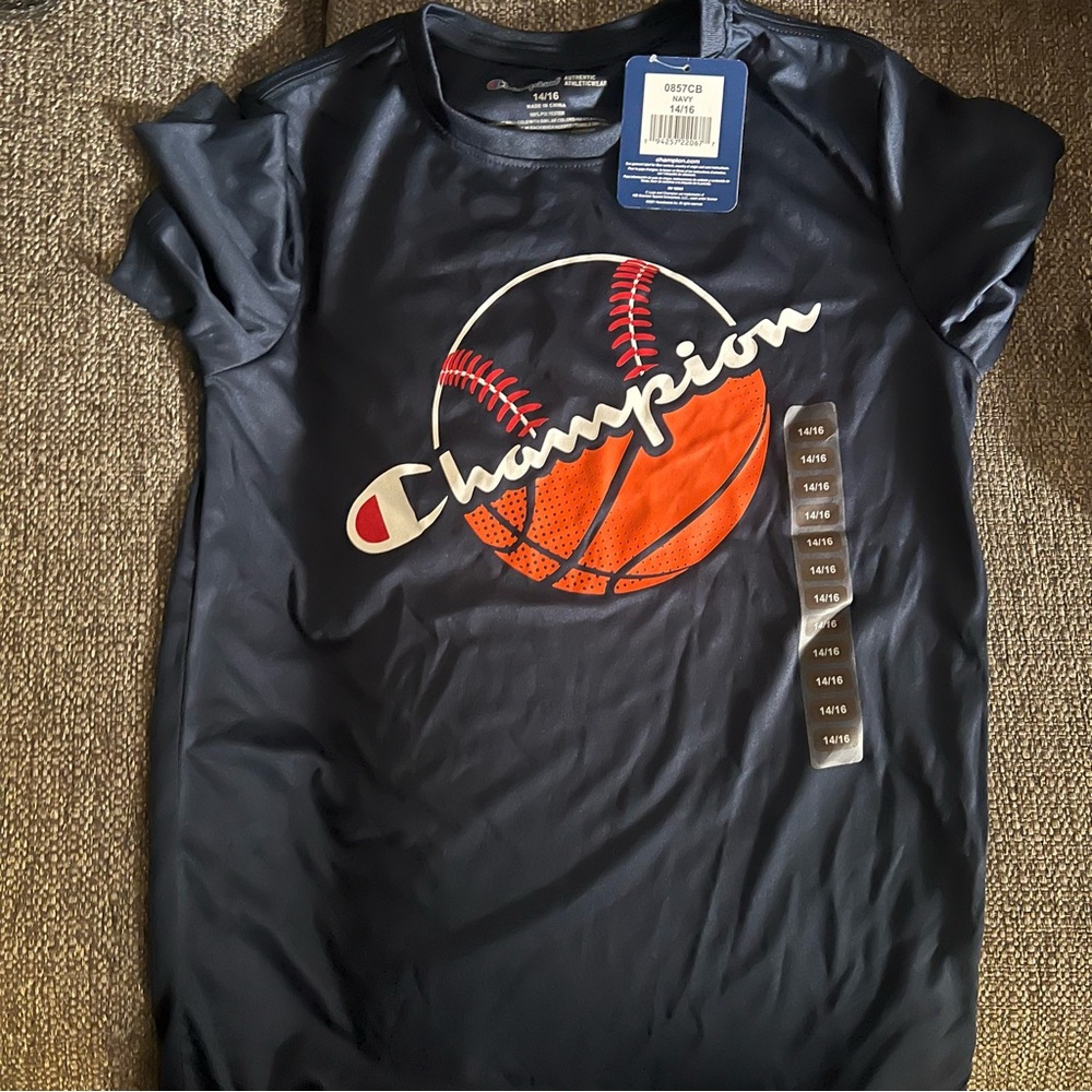 Champion Blue and Orange Short Sleeve Tee